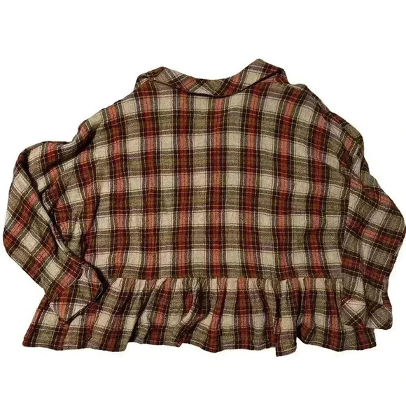 Free People Orange Promise Everything Crop Plaid Button Shirt Small - Picture 6 of 7